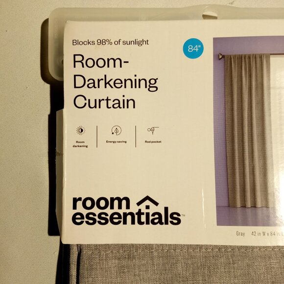 42" x 84" Room Darkening Heathered Gray Window Curtain Panel Rod Pocket NEW - Picture 2 of 8